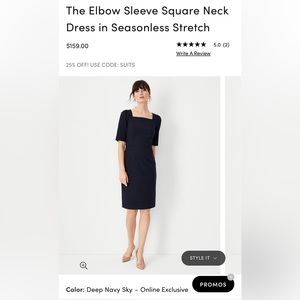 Elbow Sleeve Square Neck Ann Taylor Work Dress WORN ONLY ONCE